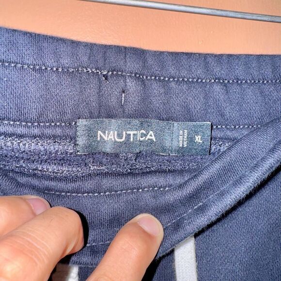 Nautica Men's Nautical Side Striped Logo Knit Fleece Sweatpants Navy - Size XL - Picture 2 of 10